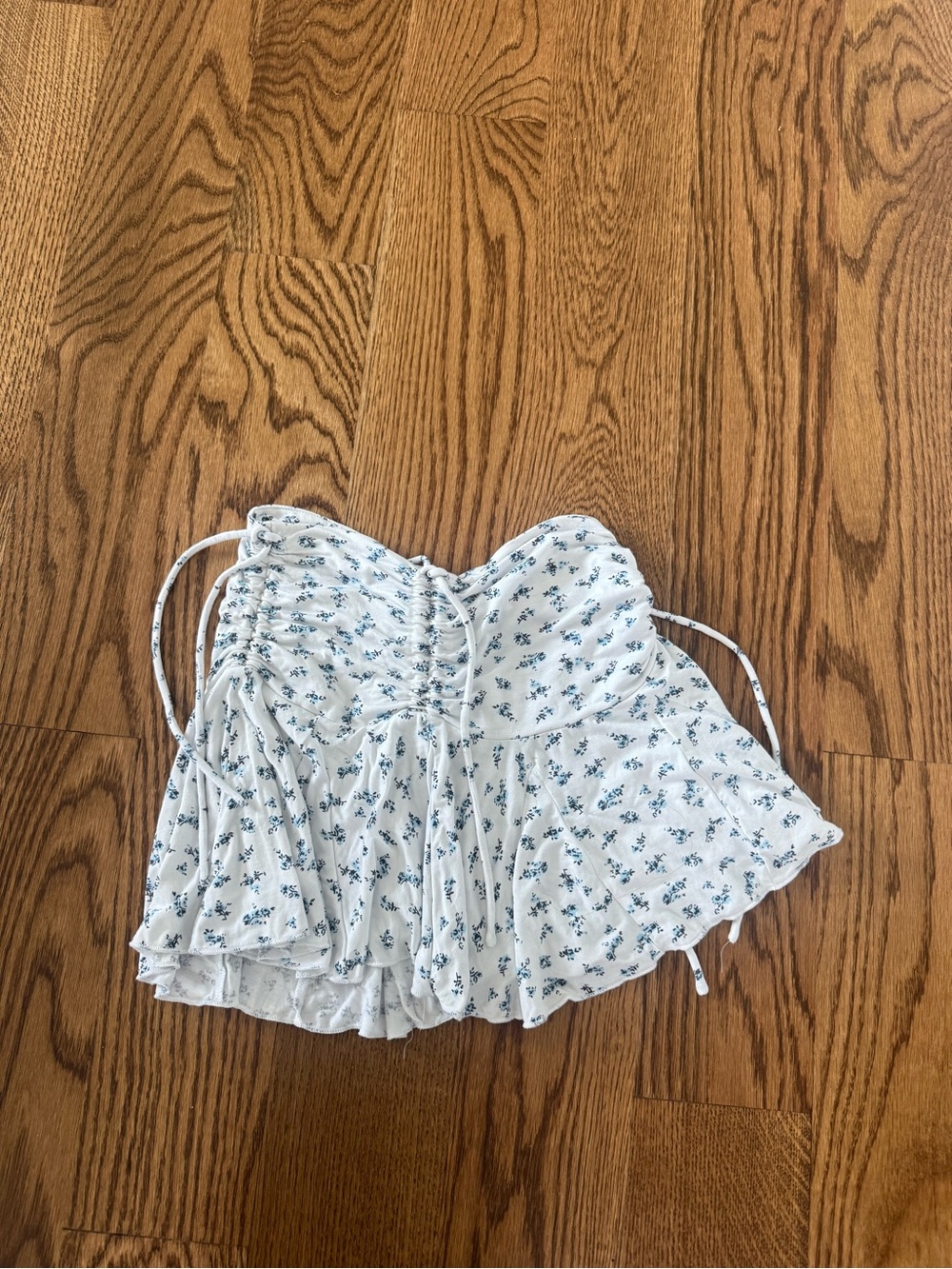 Katie J NYC White Mini Skirt with Blue Floral Print